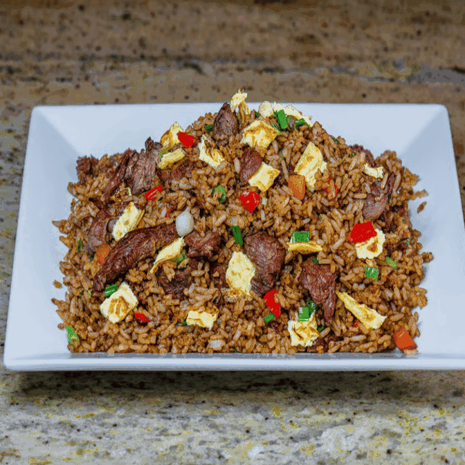 Delicious fried rice with beef